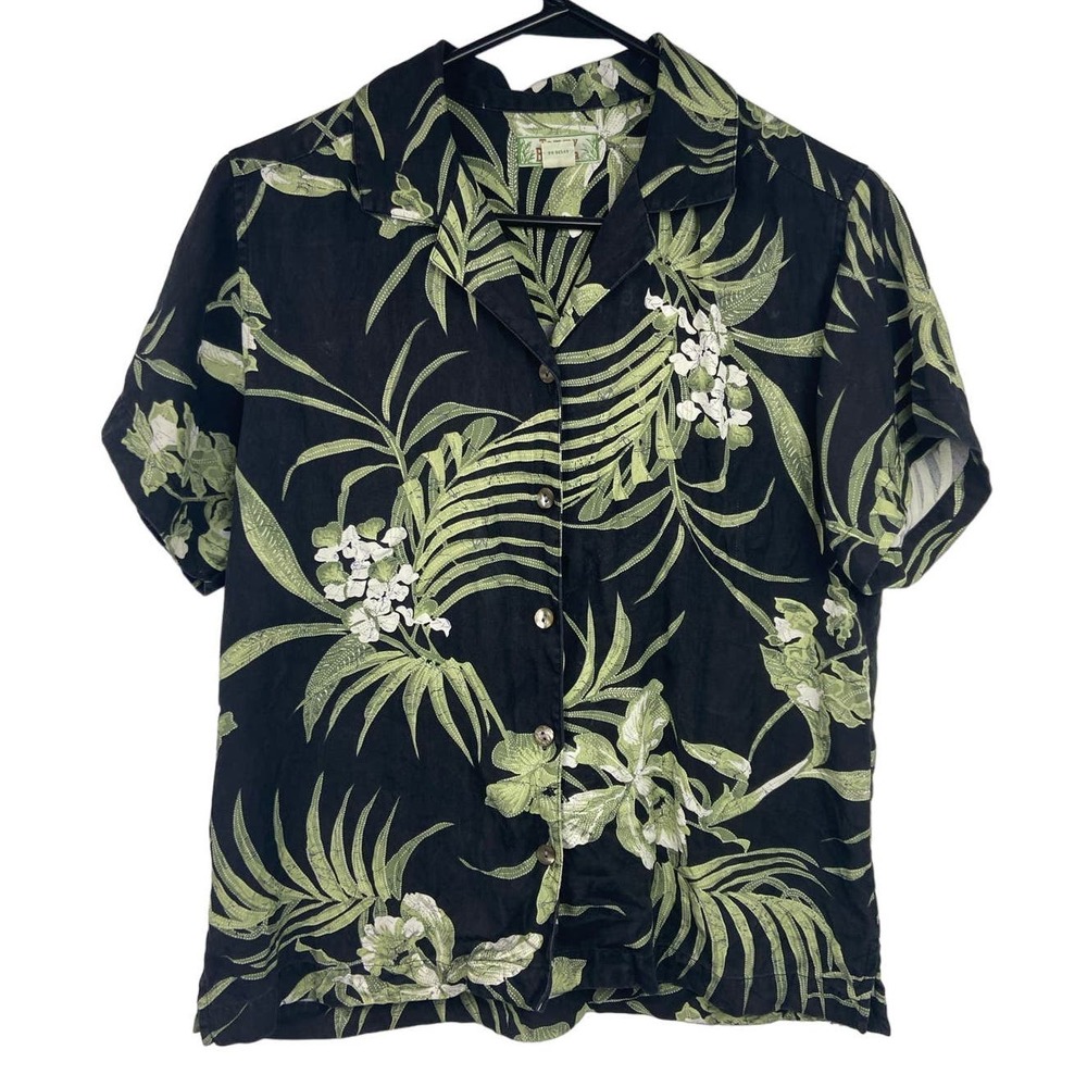 Tommy Bahama Black & Green Tropical Button-Down Shirt